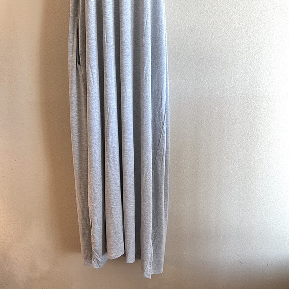 Zenana Maxi Dress Size XL Flowing Loose Fit Heather Gray Side Pockets Stretch - Picture 5 of 14